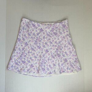 The Impeccable Pig - Lavender Floral Mini Skirt with Side Slit